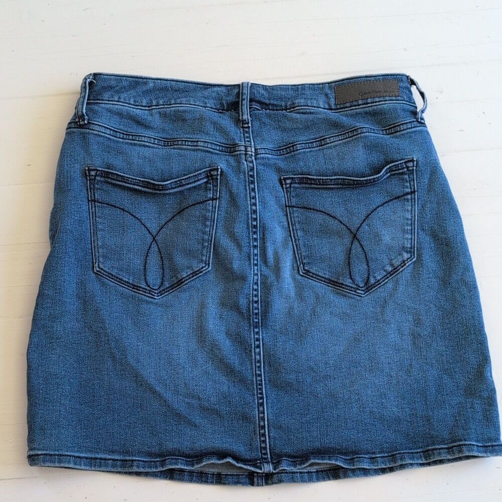WOMENS CALVIN KLEIN JEANS BLUE DENIM STRAIGHT/PENCIL SHORT SKIRT SIZE 8 - Picture 8 of 8